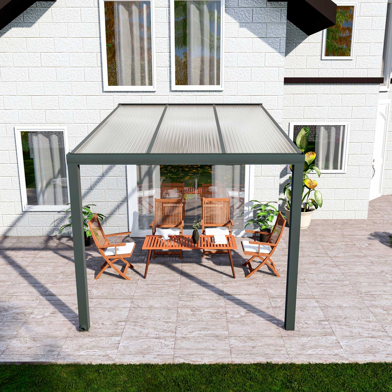 Terrassenüberdachung Classic Anthrazit RAL 7016 mit Stegplatte Opal Polycarbonat 16mm in Breite 3060 x Tiefe 3000 - Bild 2