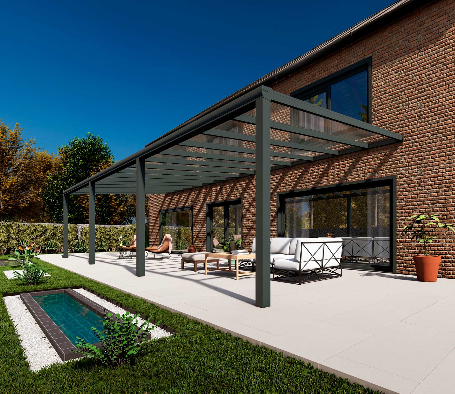 Terrassenuberdachung Mit Vsg Glas