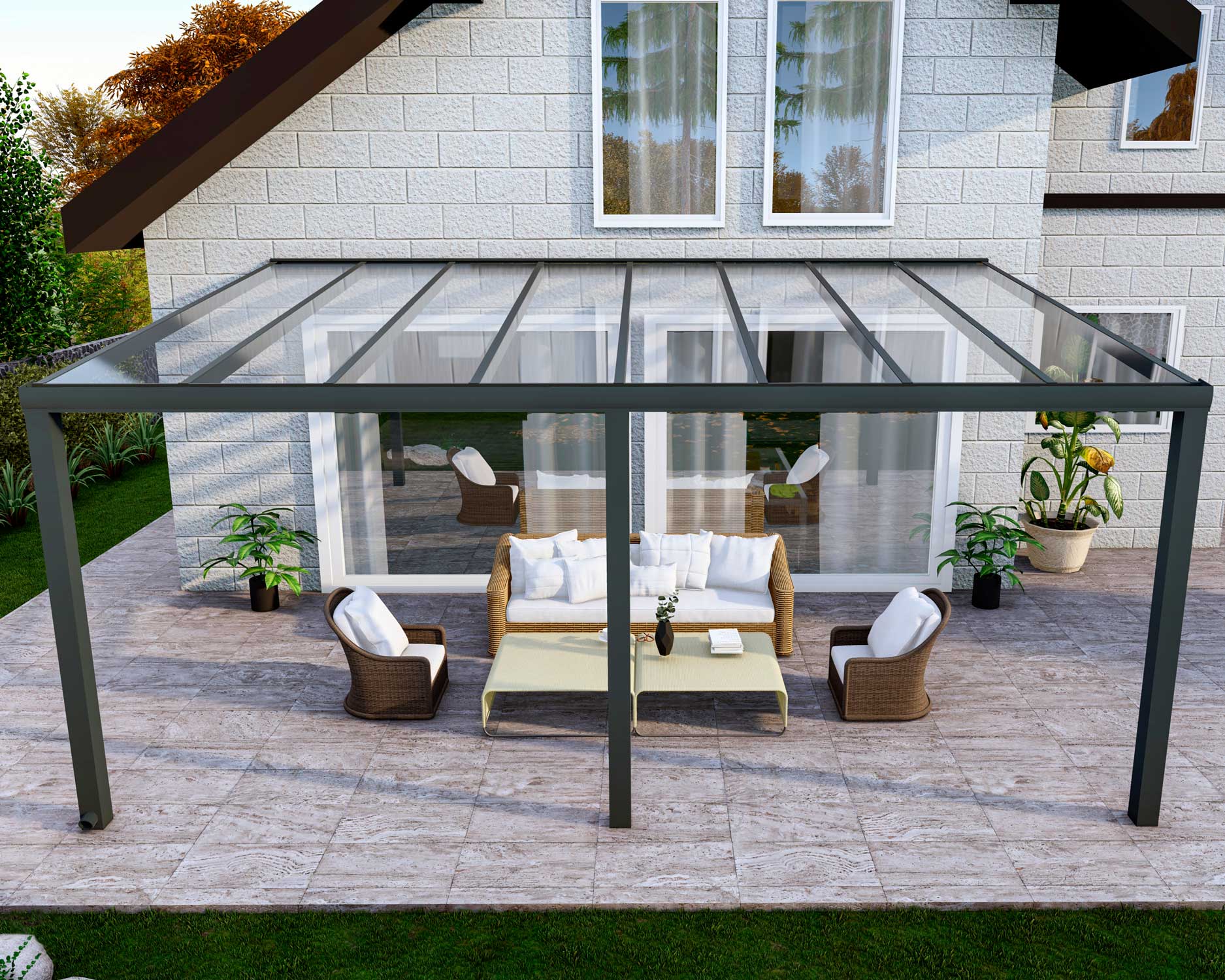 Terrassenüberdachung Classic Anthrazit RAL 7016 mit VSG Klar Glas 8mm in Breite 6060 x Tiefe 3000 - Bild 2