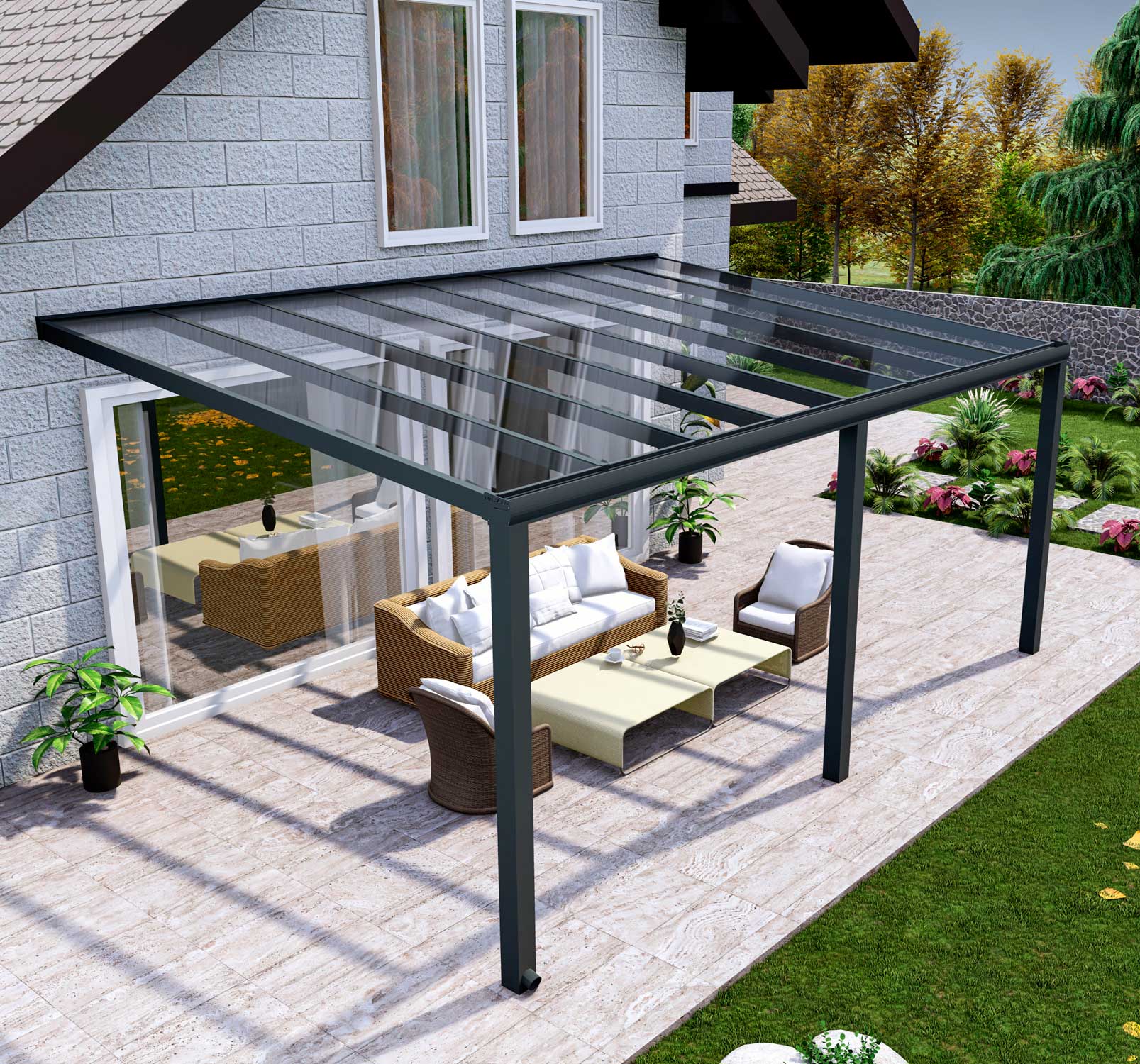 Terrassenüberdachung Classic Anthrazit RAL 7016 mit VSG Klar Glas 8mm in Breite 6060 x Tiefe 3000 - Bild 3