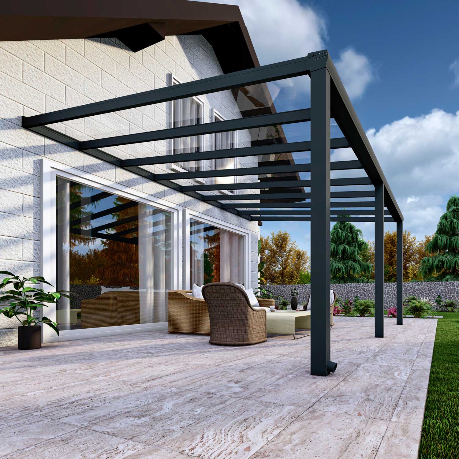 Terrassenüberdachung Classic Anthrazit RAL 7016 mit VSG Klar Glas 8mm in Breite 6060 x Tiefe 3000 - Bild 4