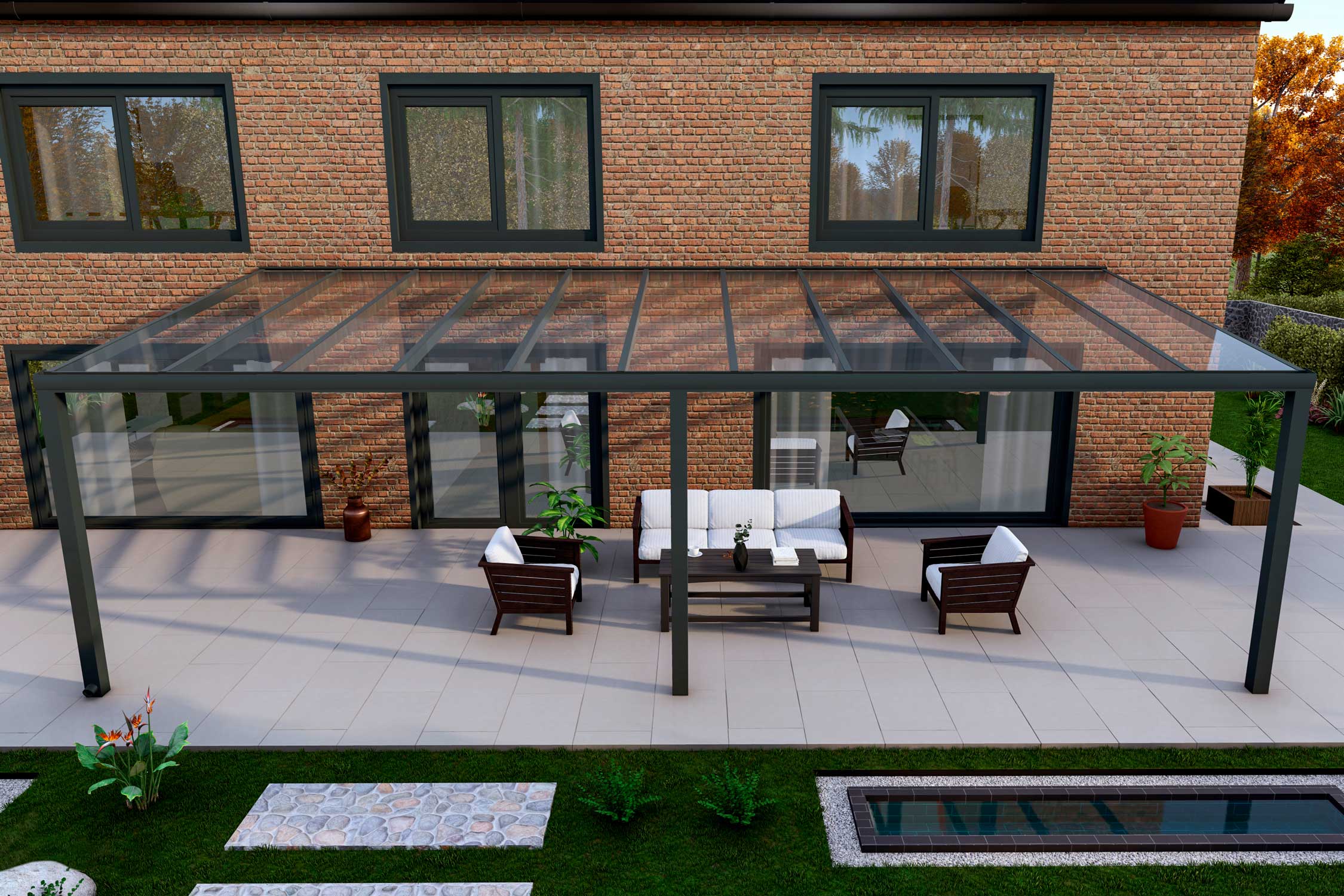 Terrassenüberdachung Classic Anthrazit RAL 7016 mit VSG Klar Glas 8mm in Breite 9060 x Tiefe 4000 - Bild 2