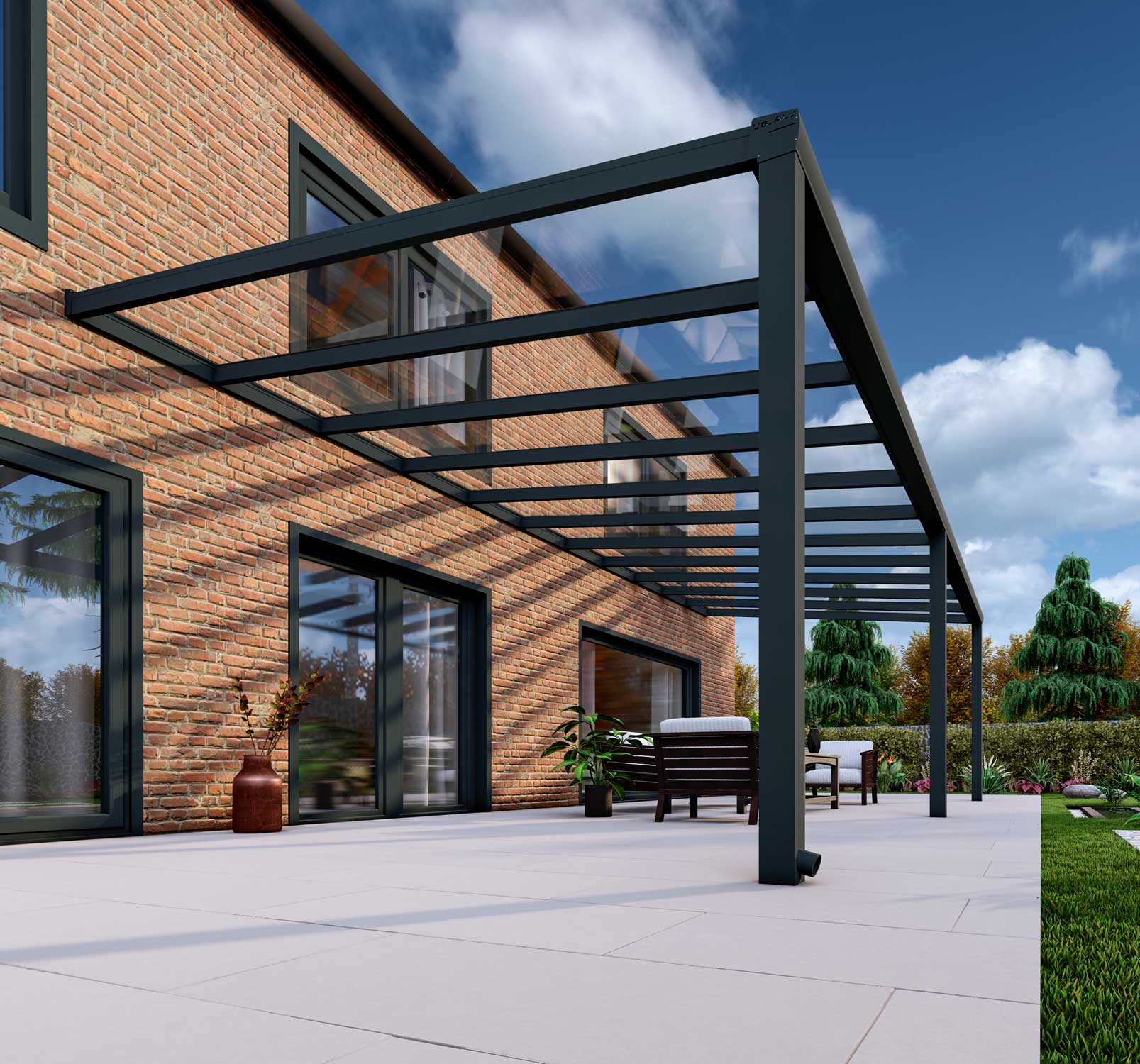 Terrassenüberdachung Classic Anthrazit RAL 7016 mit VSG Klar Glas 8mm in Breite 9060 x Tiefe 4000 - Bild 4