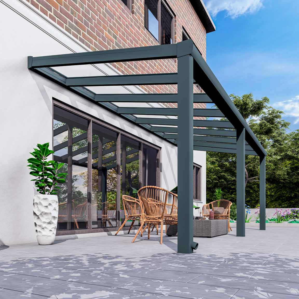 Terrassenüberdachung Excellent Anthrazit RAL 7016 mit VSG Klar Glas 8mm in Breite 6060 x Tiefe 3000 - Bild 3