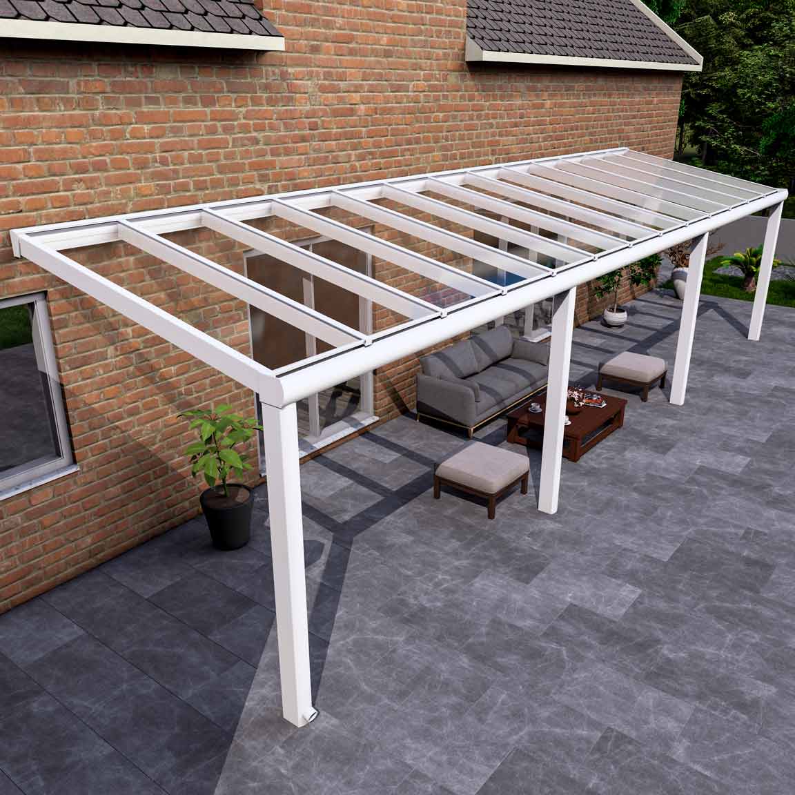 Terrassenüberdachung Excellent Weiß RAL 9016 mit VSG Klar Glas 8mm in Breite 10060 x Tiefe 3000 - Bild 2
