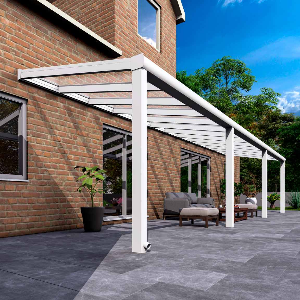 Terrassenüberdachung Excellent Weiß RAL 9016 mit VSG Klar Glas 8mm in Breite 10060 x Tiefe 2500 - Bild 3