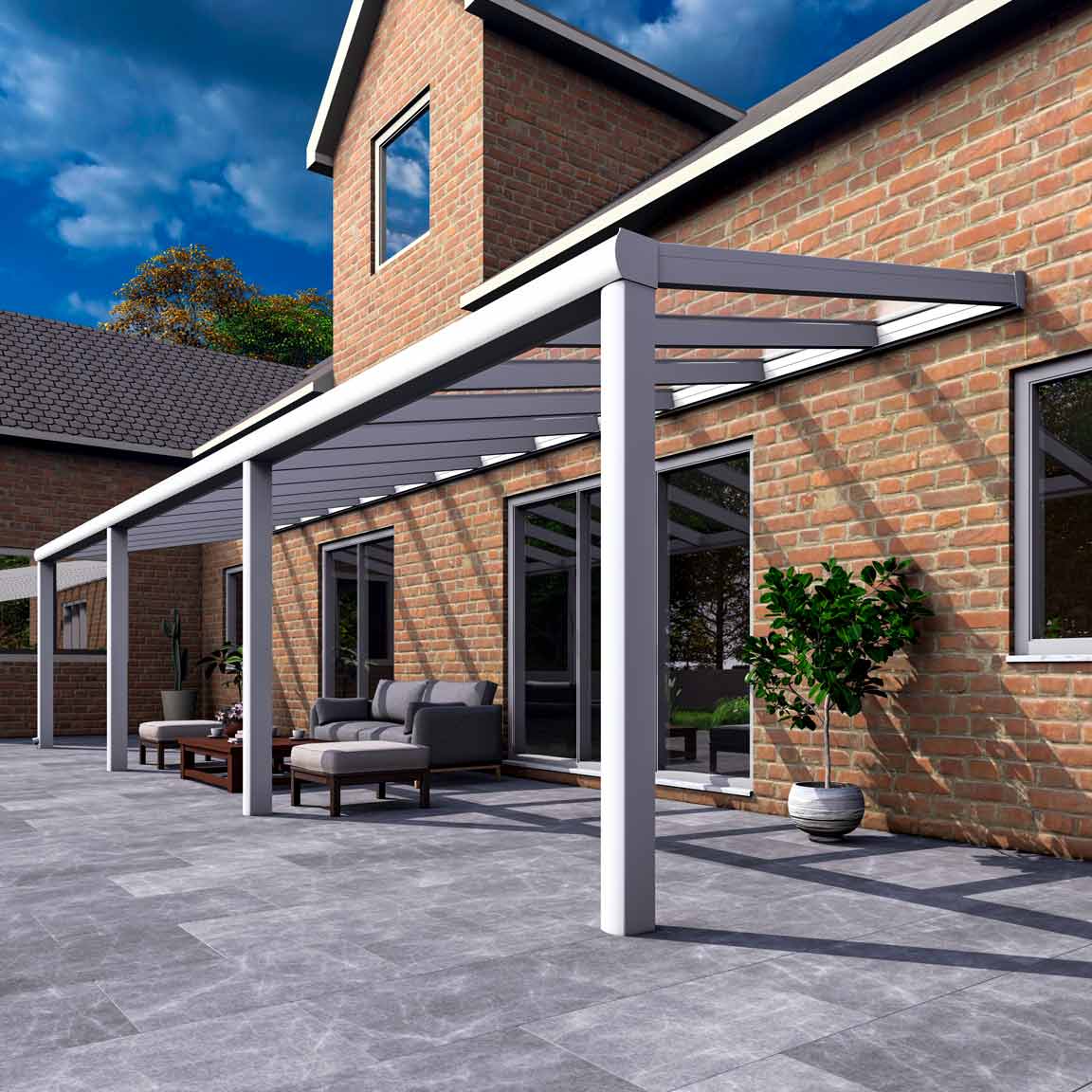 Terrassenüberdachung Excellent Weiß RAL 9016 mit VSG Klar Glas 8mm in Breite 10060 x Tiefe 2500 - Bild 4