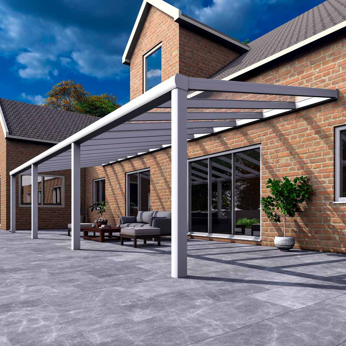 Terrassenüberdachung Excellent Weiß RAL 9016 mit VSG Klar Glas 8mm in Breite 10060 x Tiefe 3000 - Bild 4