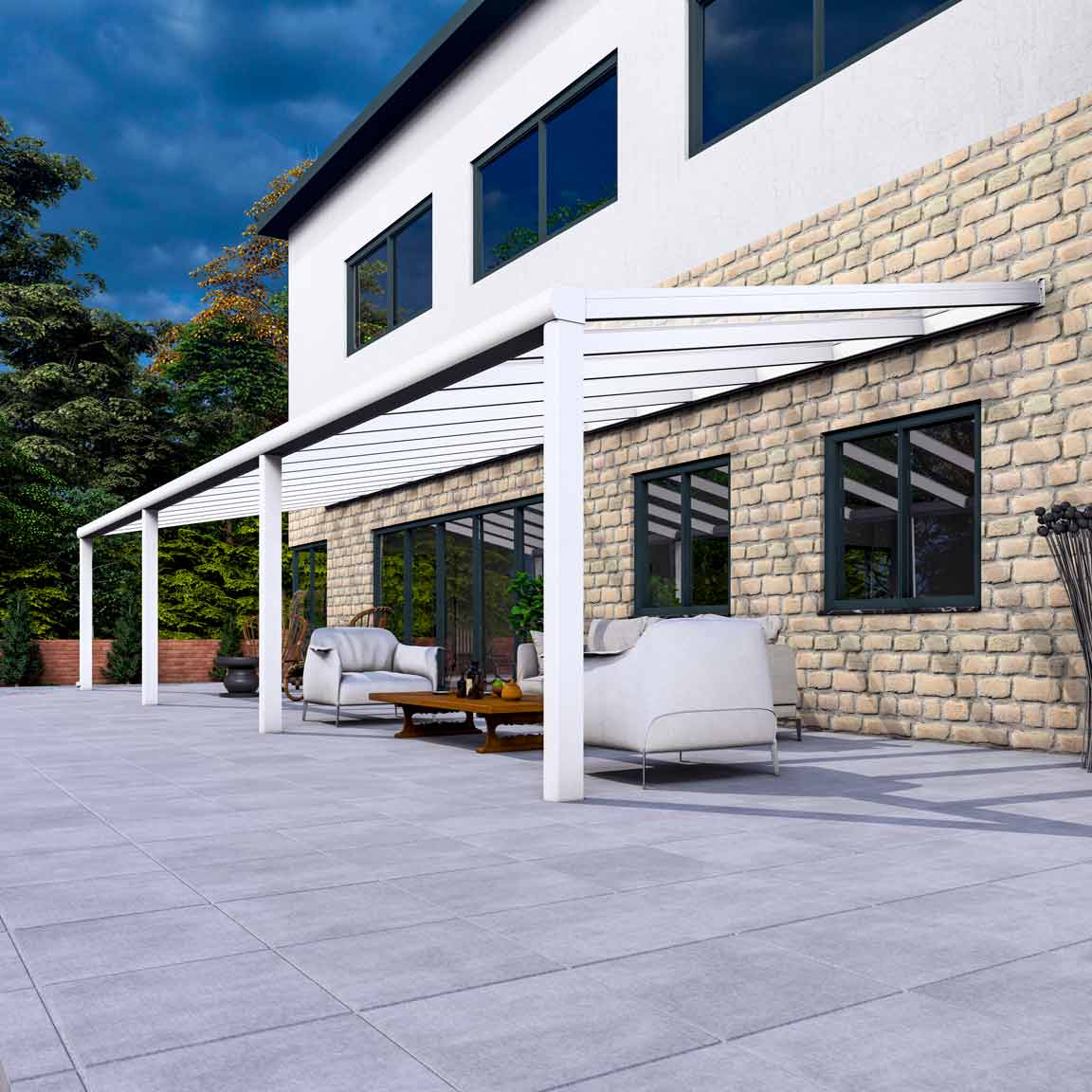 Terrassenüberdachung Excellent Weiß RAL 9016 mit VSG Klar Glas 8mm in Breite 11060 x Tiefe 3500 - Bild 4