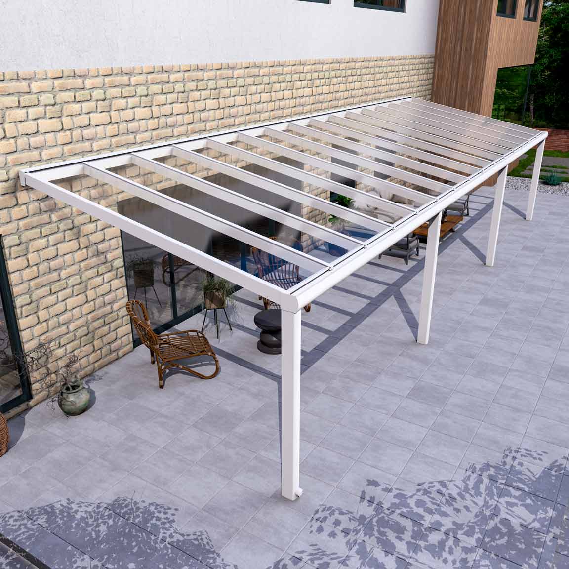 Terrassenüberdachung Excellent Weiß RAL 9016 mit VSG Klar Glas 8mm in Breite 12060 x Tiefe 4000 - Bild 2