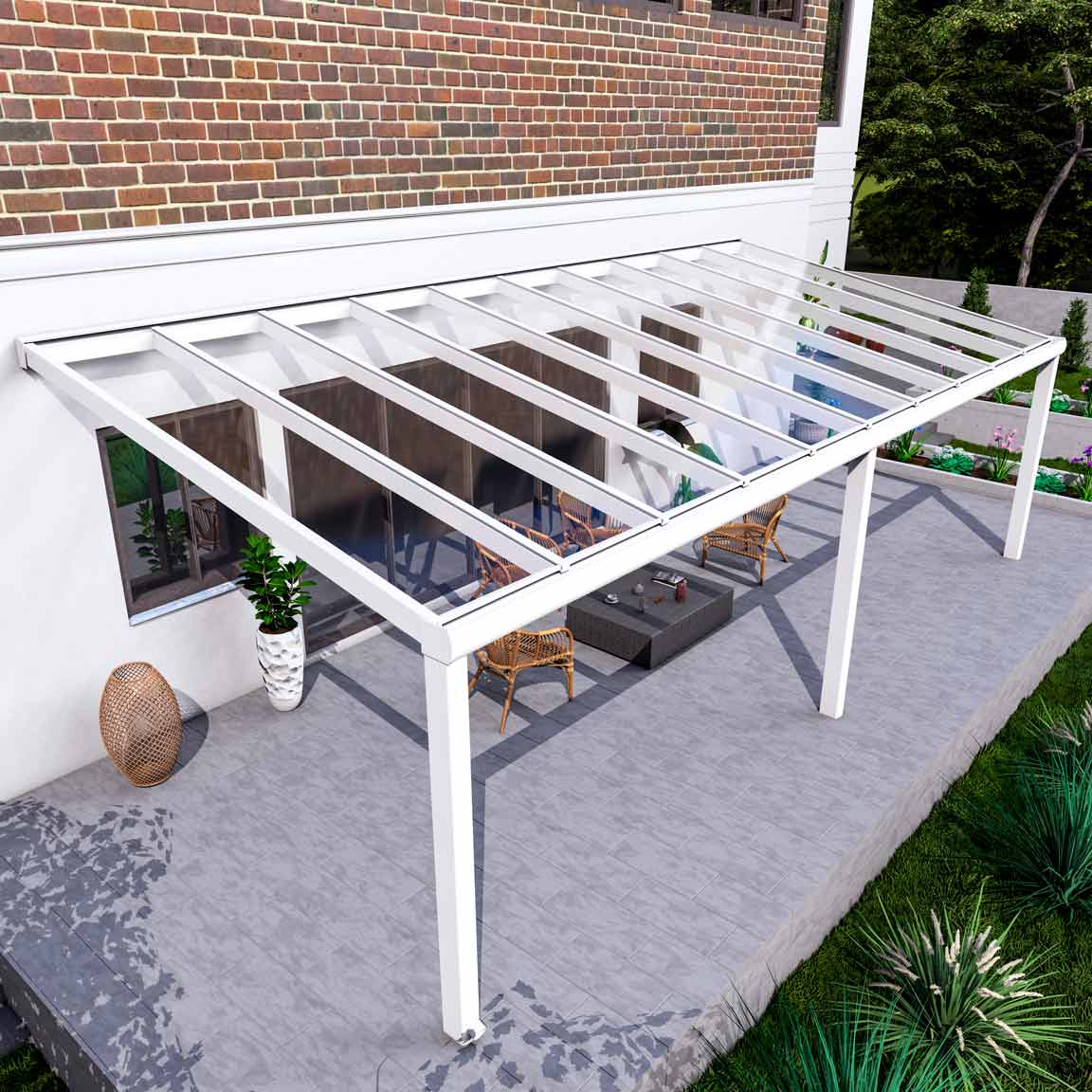 Terrassenüberdachung Excellent Weiß RAL 9016 mit VSG Klar Glas 8mm in Breite 8060 x Tiefe 4000 - Bild 2