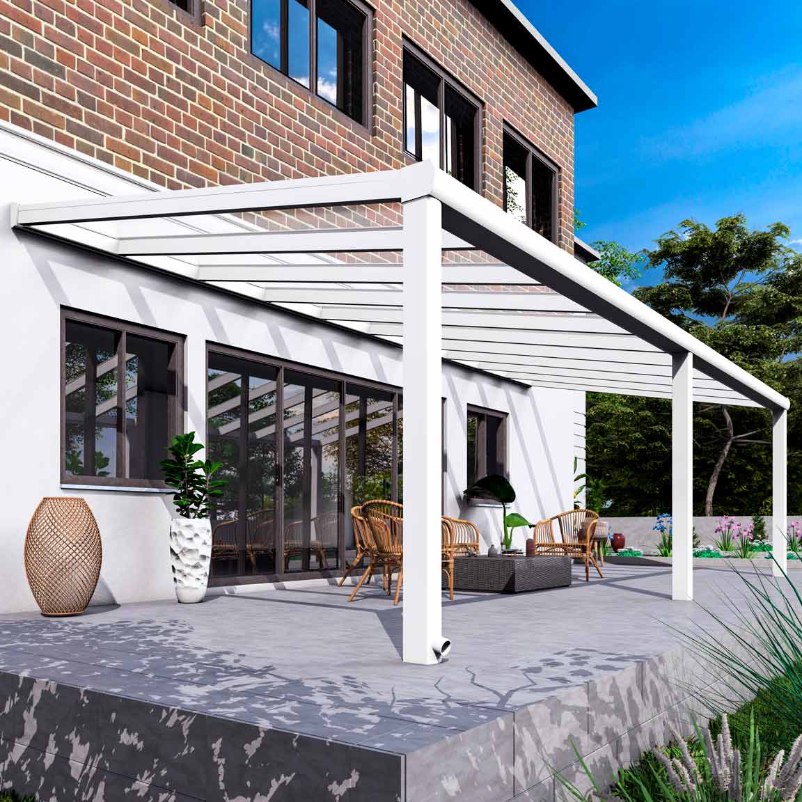 Terrassenüberdachung Excellent Weiß RAL 9016 mit VSG Klar Glas 8mm in Breite 8060 x Tiefe 4000 - Bild 3