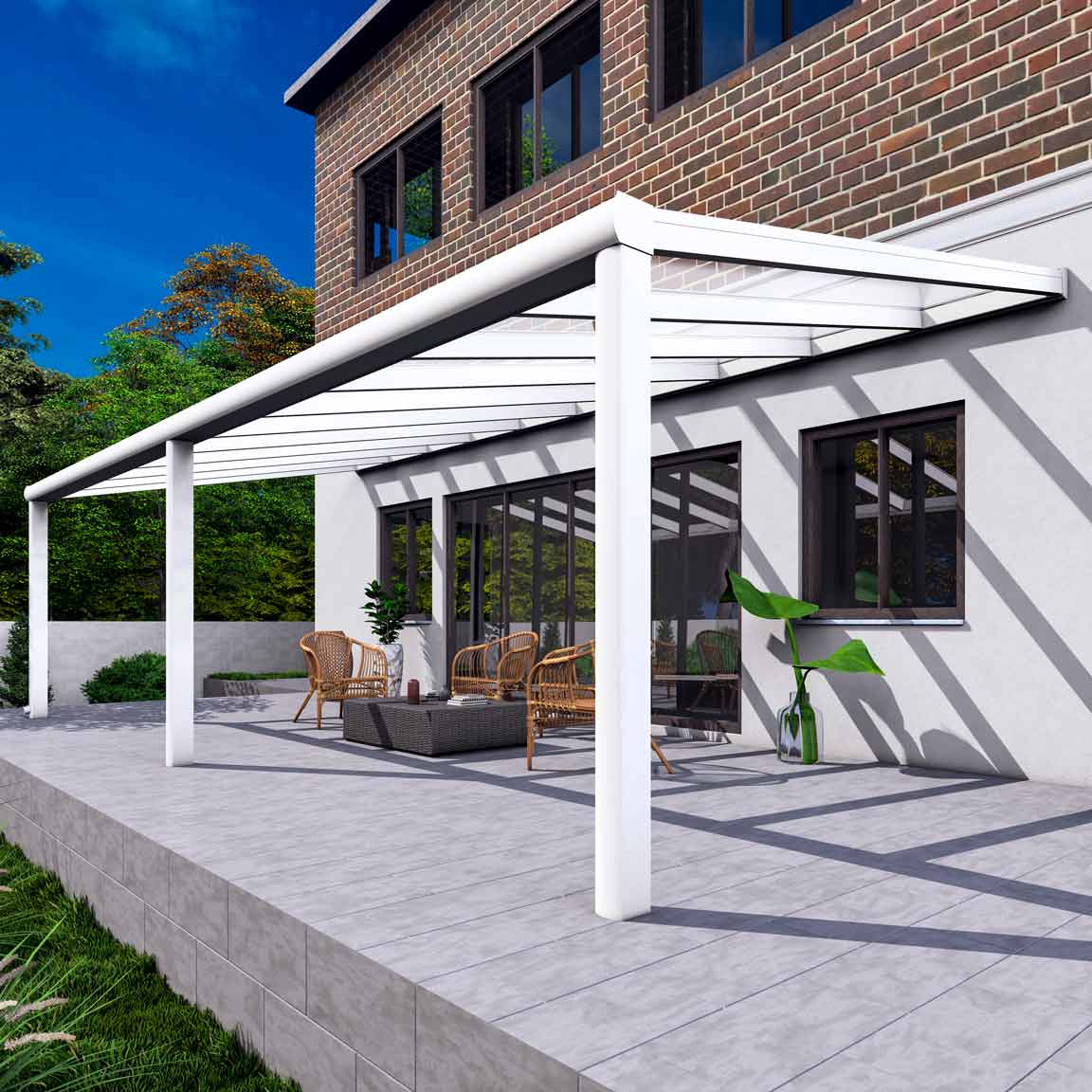 Terrassenüberdachung Excellent Weiß RAL 9016 mit VSG Klar Glas 8mm in Breite 8060 x Tiefe 4000 - Bild 4
