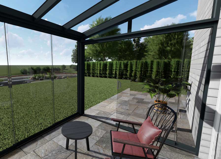 Glasschiebeelement Anthrazit RAL 7016 mit 3 Reihen - Bild 3