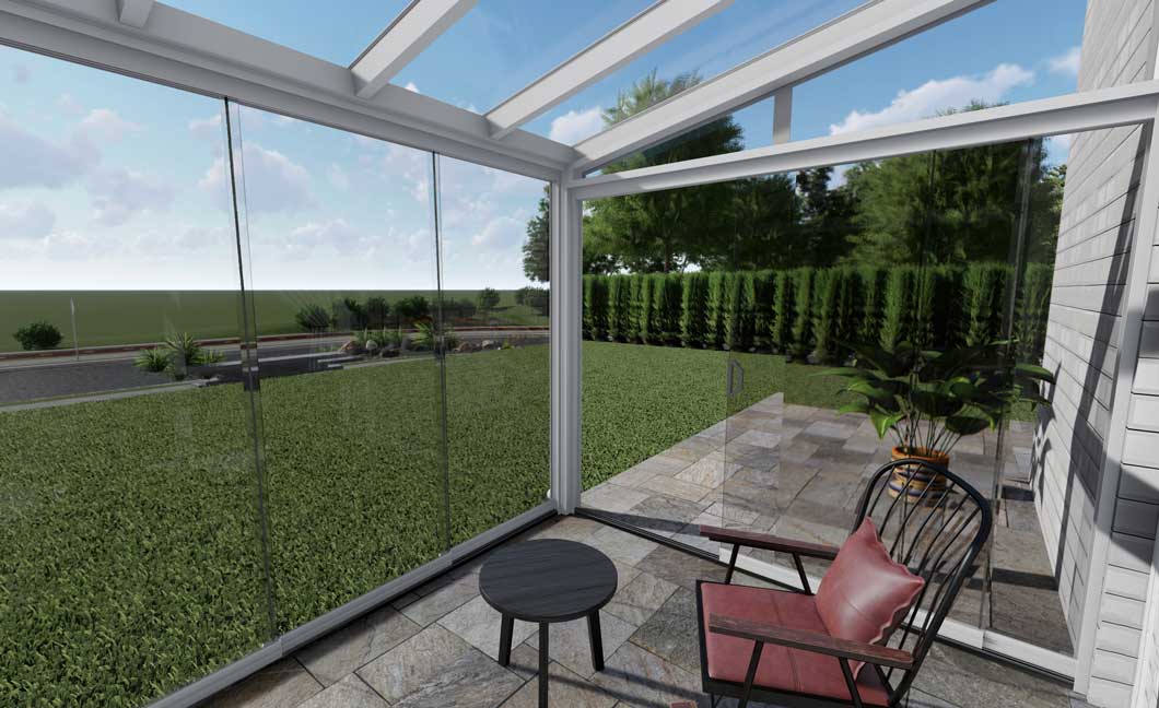 Glasschiebeelement Weiß RAL 9016 mit 3 Reihen - Bild 3