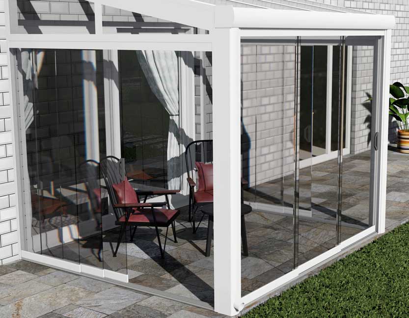 Glasschiebeelement Weiß RAL 9016 mit 3 Reihen - Bild 4