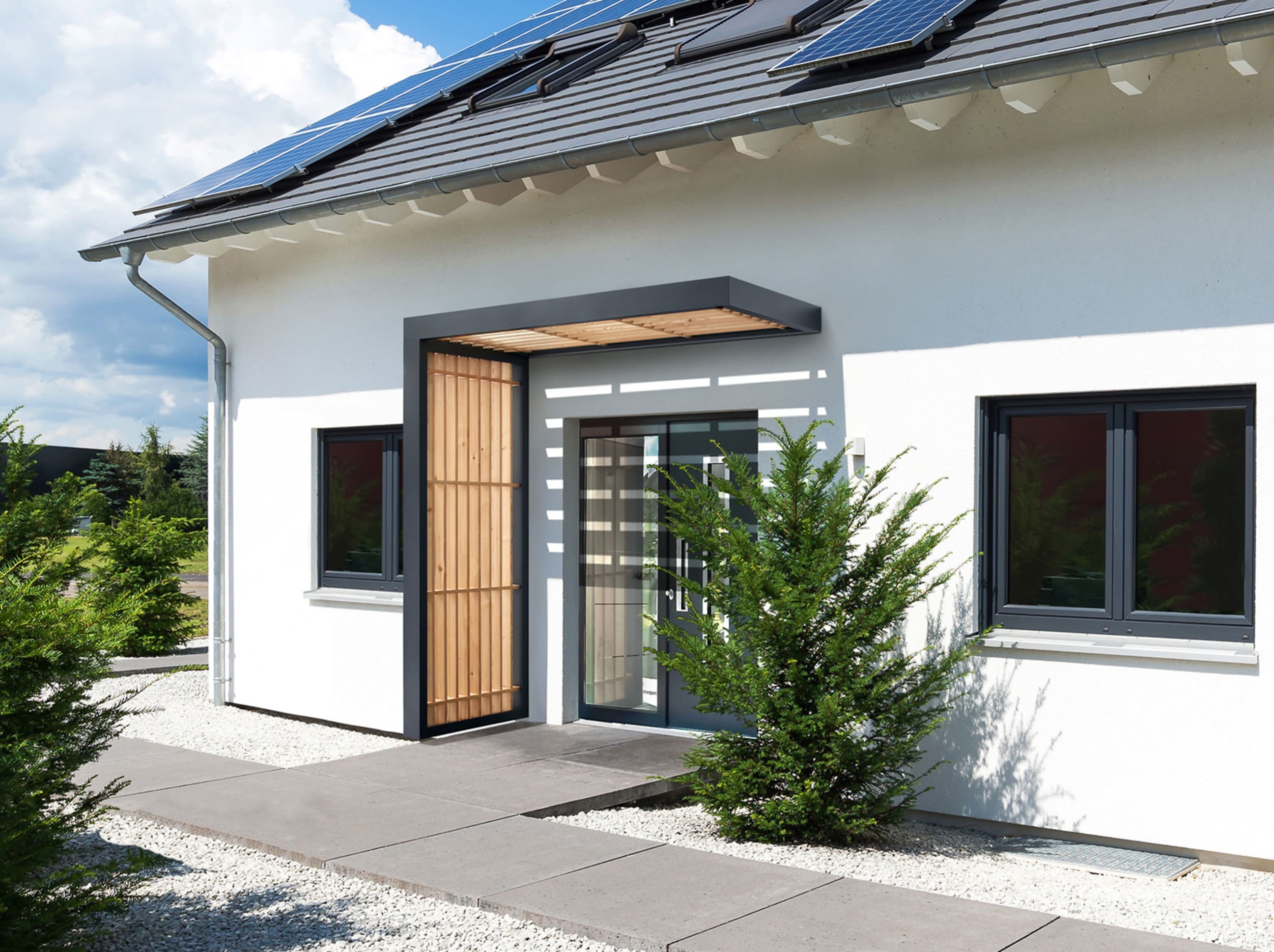 Scobalit Haustürvordach Holzminden 160 × 90 cm Anthrazit RAL 7016 Feinstruktur Ohne Seitenteil - Bild 4