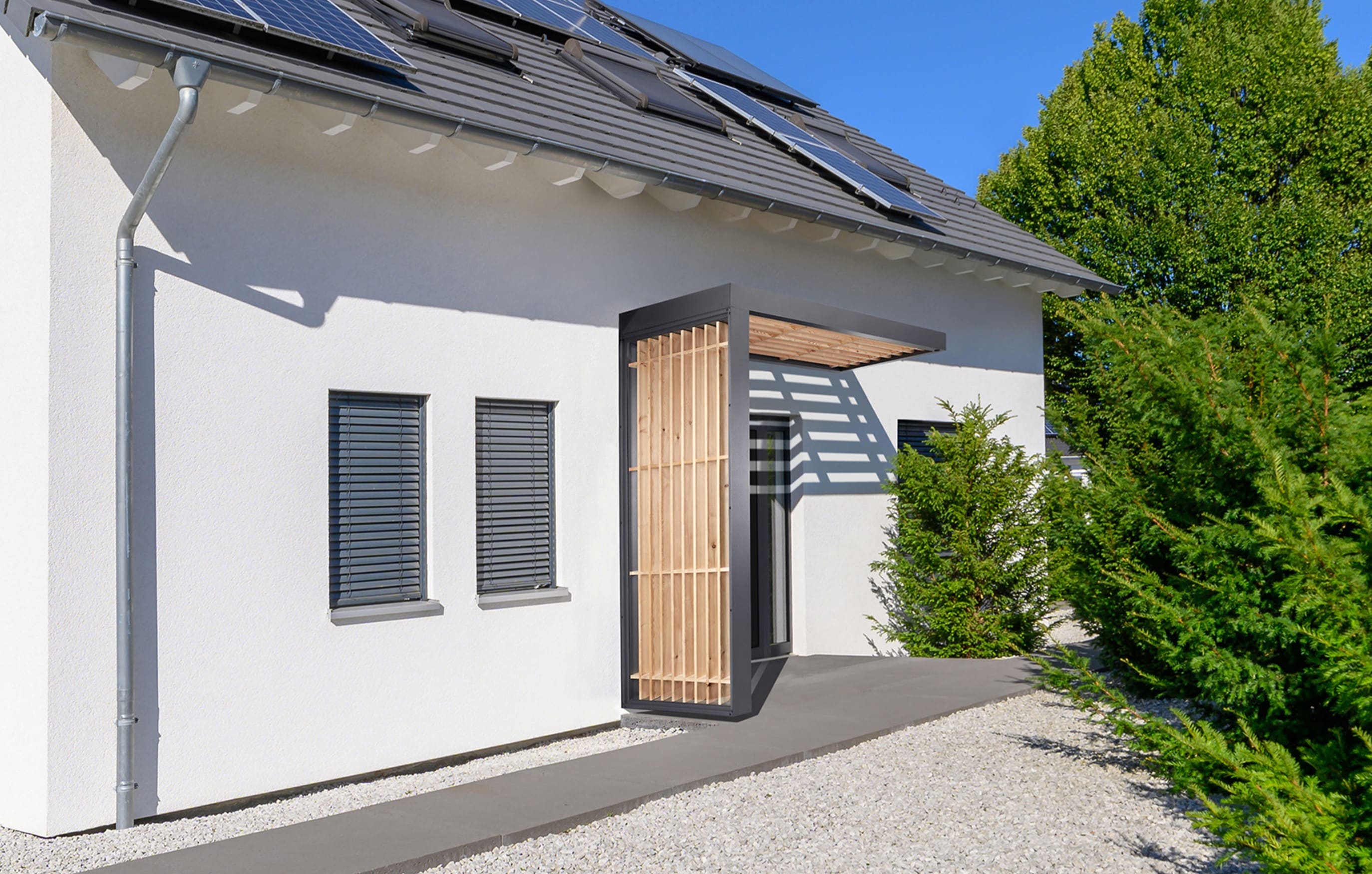 Scobalit Haustürvordach Holzminden 160 × 90 cm Anthrazit RAL 7016 Feinstruktur Ohne Seitenteil - Bild 5