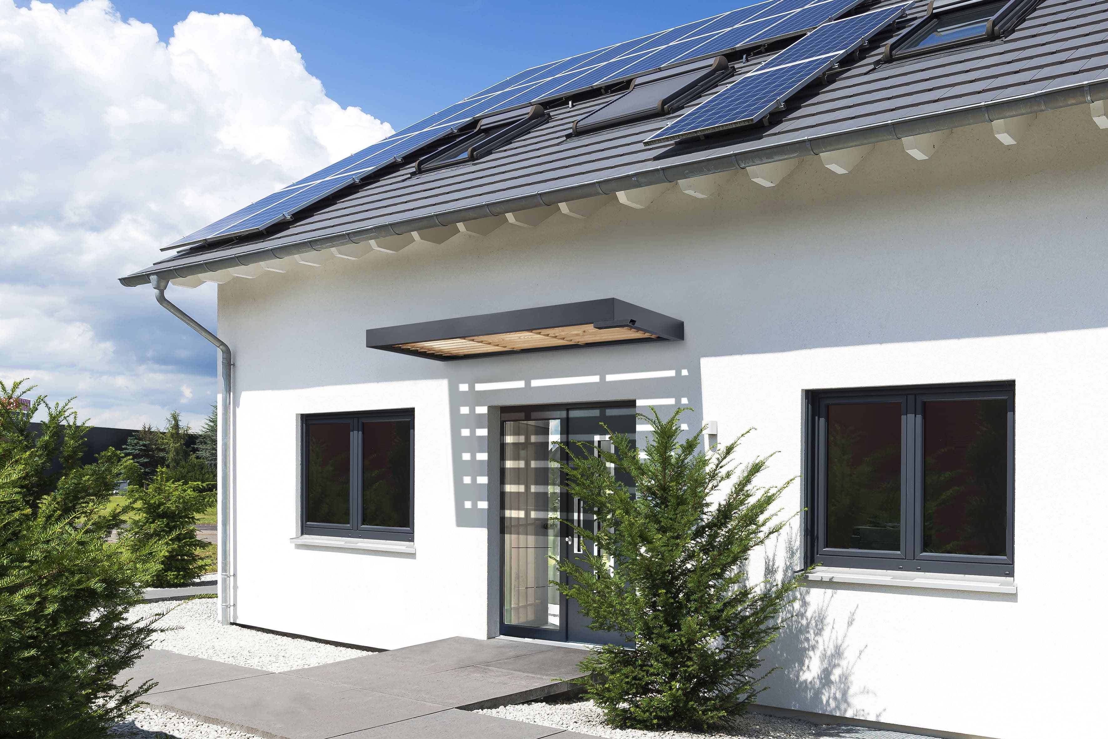Scobalit Haustürvordach Holzminden 160 × 90 cm Anthrazit RAL 7016 Feinstruktur Ohne Seitenteil
