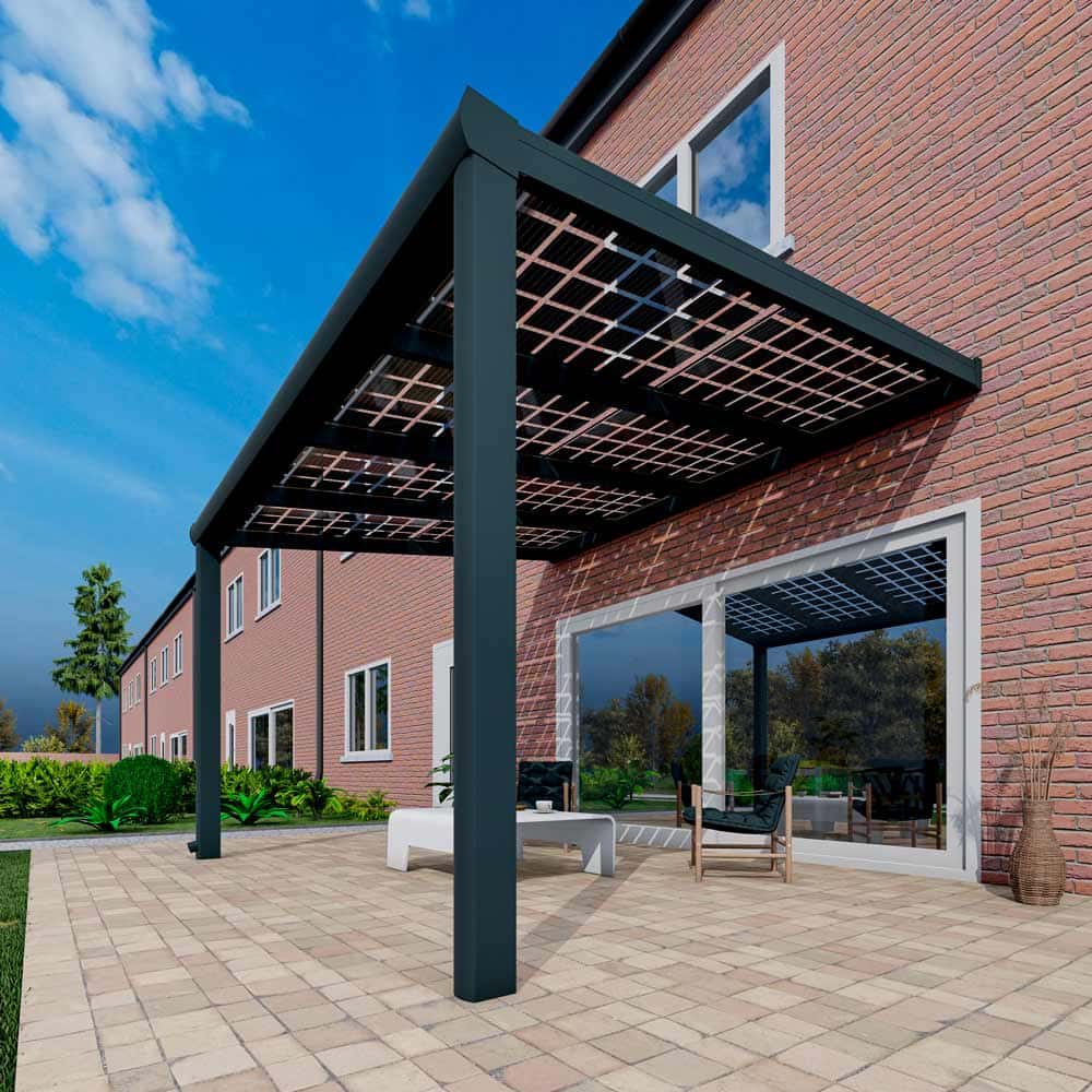 Solarüberdachung Anthrazit RAL 7016 in Breite 4060 x Tiefe 3100