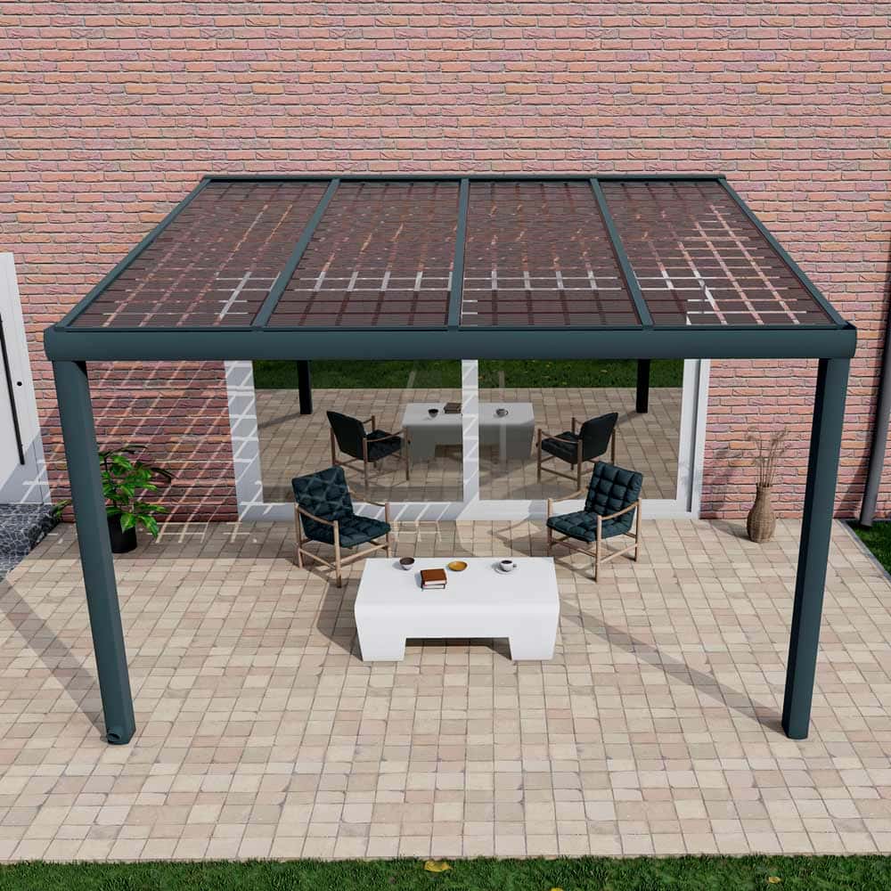 Solarüberdachung Anthrazit RAL 7016 in Breite 4060 x Tiefe 3100 - Bild 2