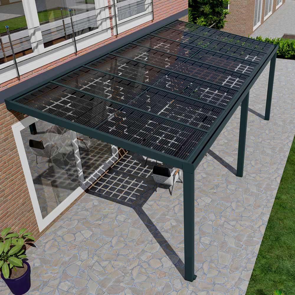 Solarüberdachung Anthrazit RAL 7016 in Breite 3060 x Tiefe 1600