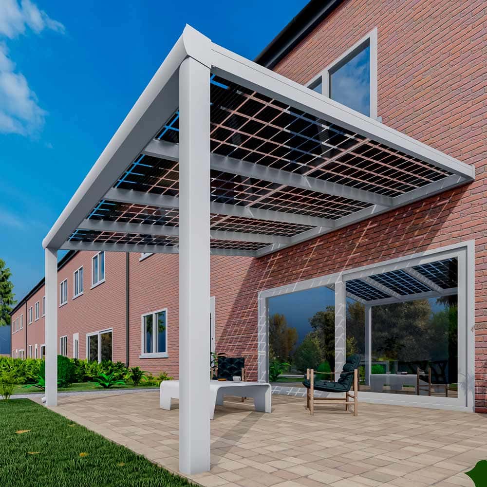 Solarüberdachung Weiß RAL 9016 in Breite 4060 x Tiefe 4100