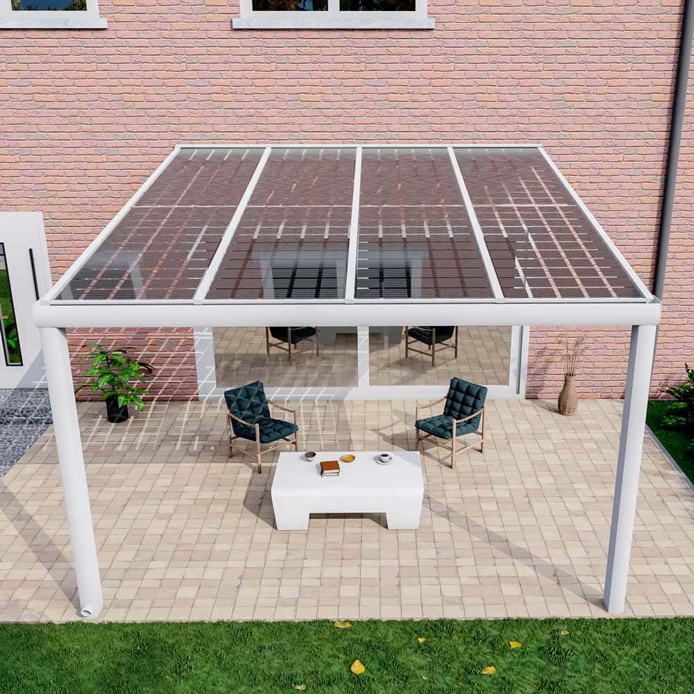 Solarüberdachung Weiß RAL 9016 in Breite 4060 x Tiefe 4100 - Bild 2