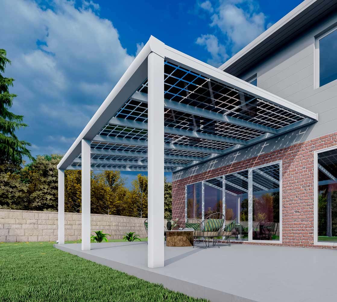 Solarüberdachung Weiß RAL 9016 in Breite 6060 x Tiefe 4100