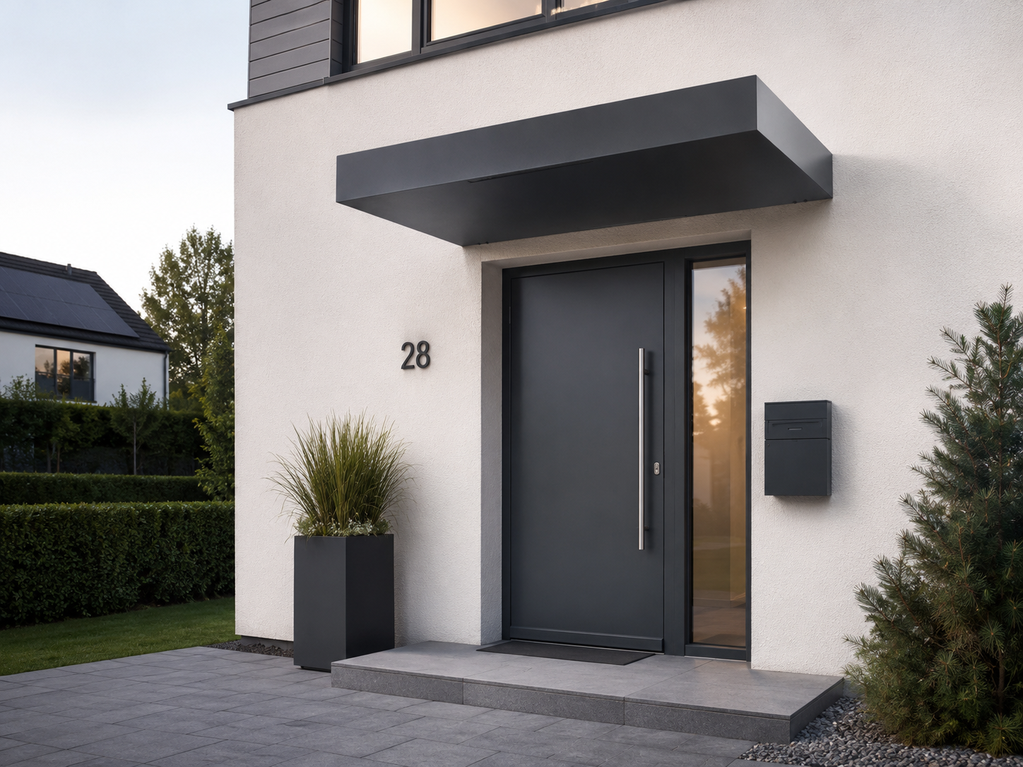 Scobalit Haustürvordach Hamburg Standard mit LED 160 × 90 × 15,5 cm Ohne Seitenteil - Bild 5