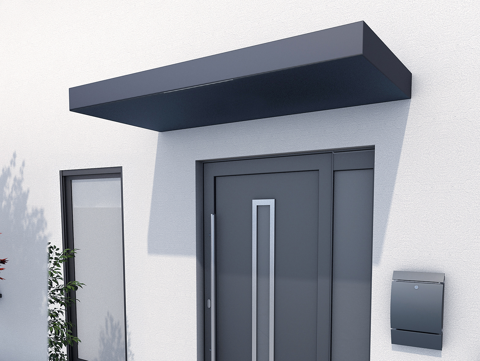 Scobalit Haustürvordach Hamburg Standard mit LED 160 × 90 × 15,5 cm Ohne Seitenteil - Bild 3