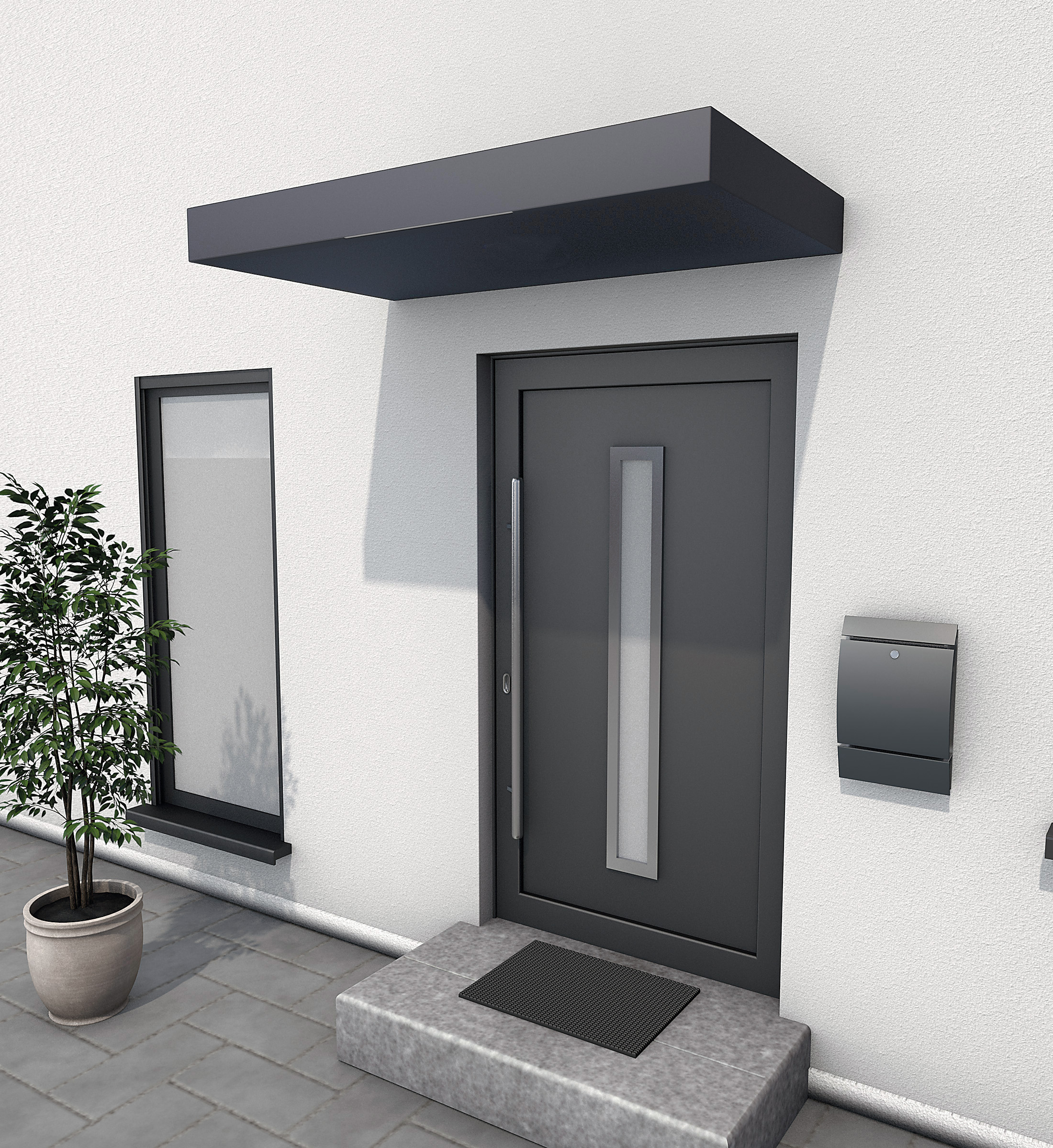 Scobalit Haustürvordach Hamburg Standard mit LED 160 × 90 × 15,5 cm Ohne Seitenteil - Bild 6
