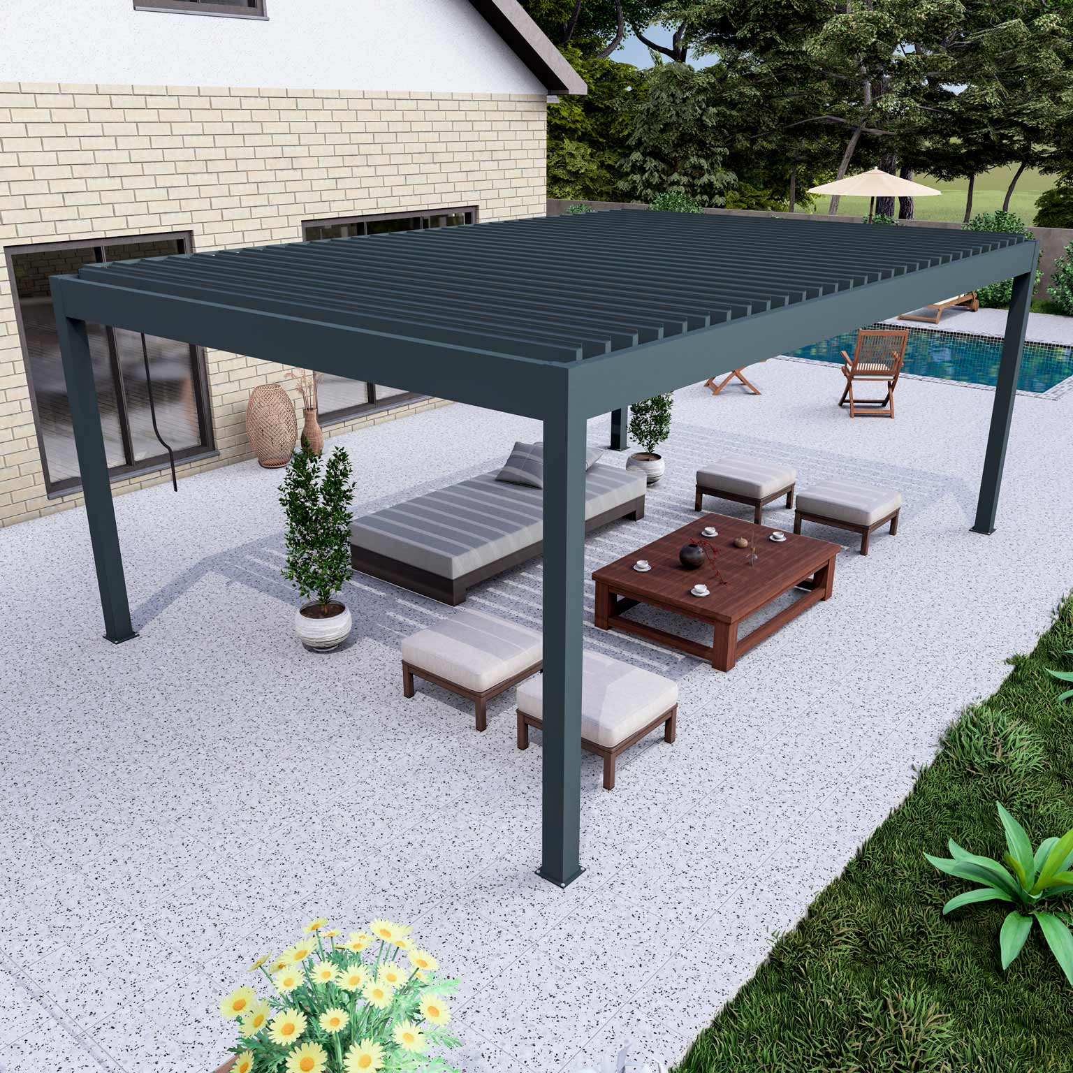 Lamellendach in Breite: 2904mm x Tiefe: 2904mm x Höhe: 2500mm - Bild 2