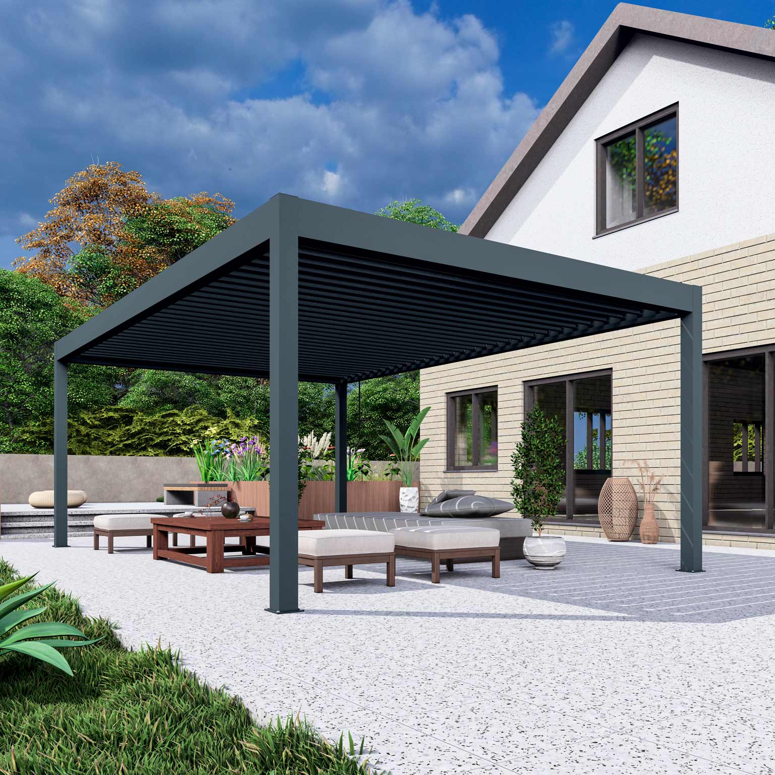 Lamellendach in Breite: 2904mm x Tiefe: 2904mm x Höhe: 2500mm - Bild 4