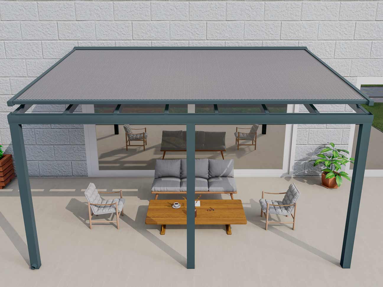 Wintergartenmarkise Anthrazit RAL 7016 mit und Stoff Charcol Grey in x - Bild 2