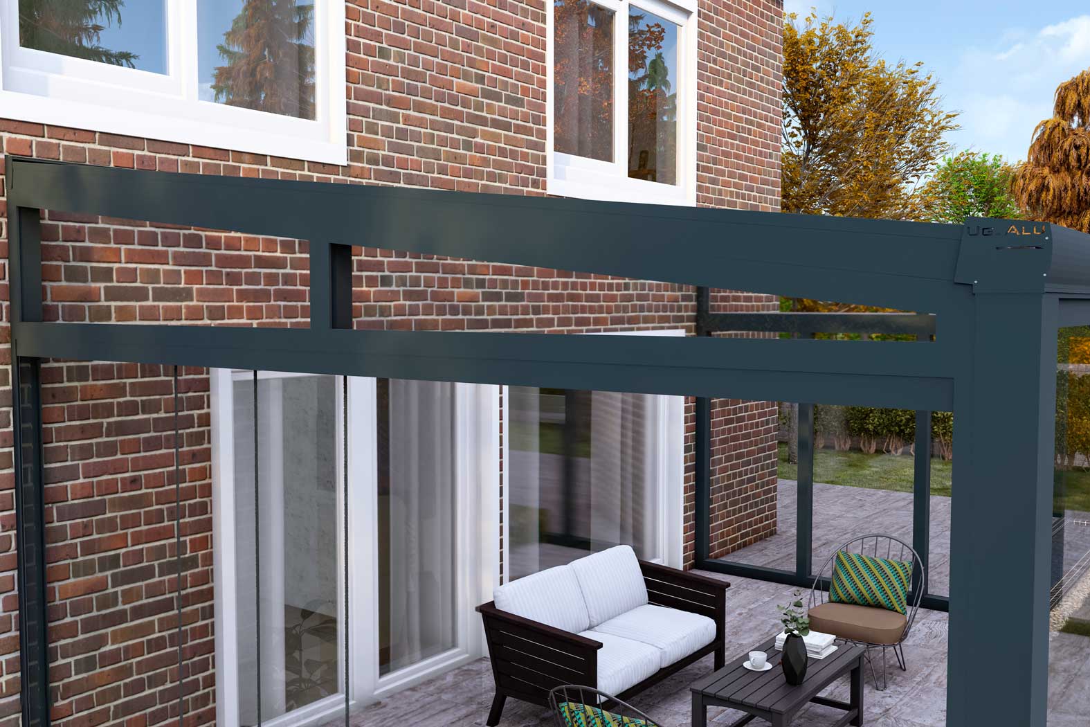 Kalt-Wintergarten Classic Anthrazit RAL 7016 mit Stegplatte Klar Polycarbonat 16mm in Breite 3060 x Tiefe 2500 - Bild 5