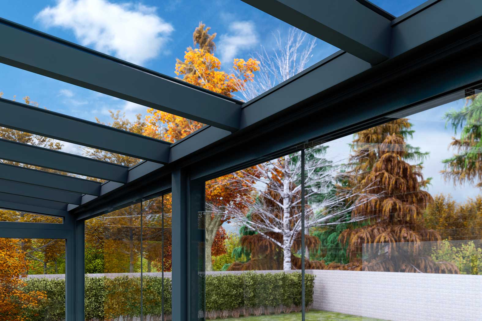 Kalt-Wintergarten Classic Anthrazit RAL 7016 mit Stegplatte Klar Polycarbonat 16mm in Breite 3060 x Tiefe 2500 - Bild 7