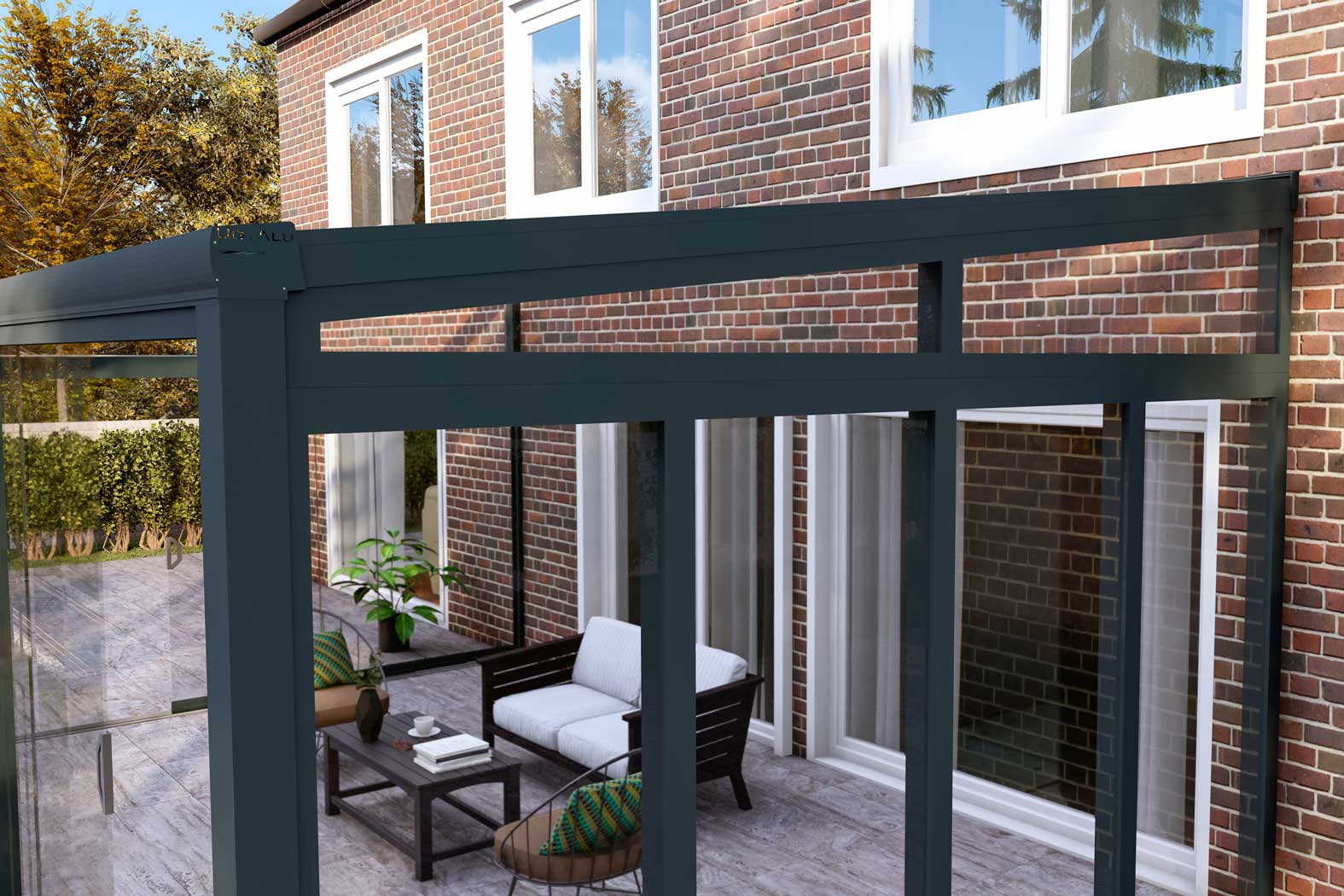 Kalt-Wintergarten Classic Anthrazit RAL 7016 mit Stegplatte Klar Polycarbonat 16mm in Breite 3060 x Tiefe 2500 - Bild 8