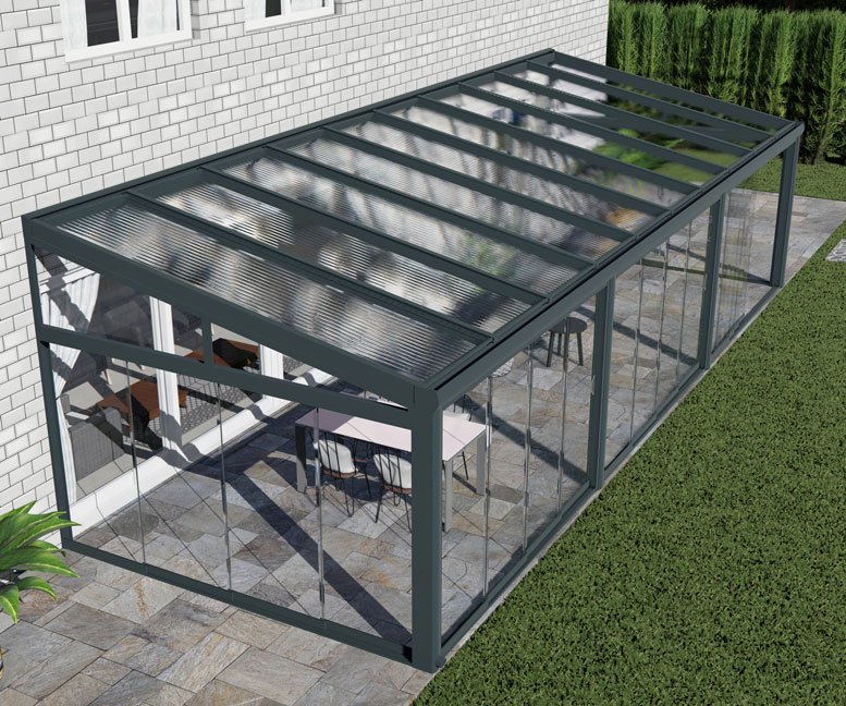 Kalt-Wintergarten Excellent Anthrazit RAL 7016 mit Stegplatte Klar Polycarbonat 16mm in Breite 10060 x Tiefe 3000 - Bild 2