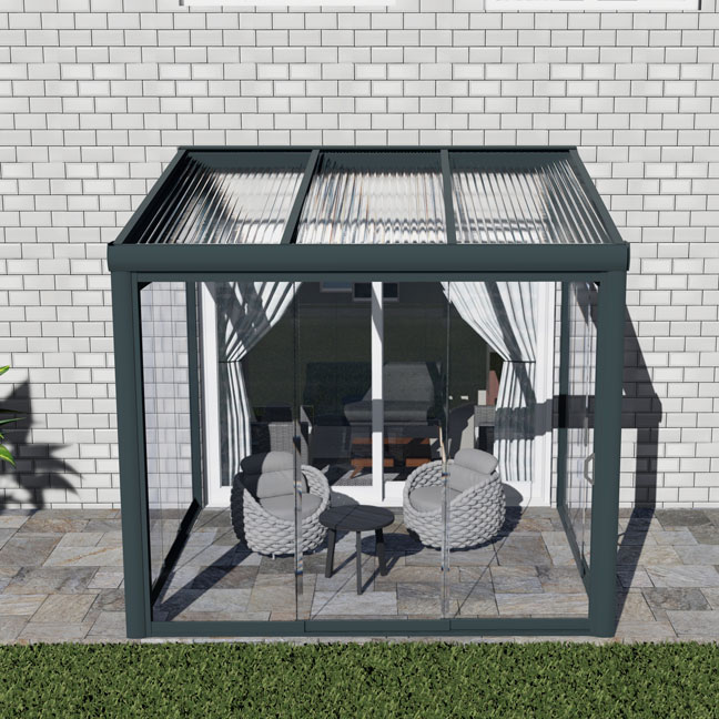 Kalt-Wintergarten Classic Anthrazit RAL 7016 mit Stegplatte Klar Polycarbonat 16mm in Breite 3060 x Tiefe 2500 - Bild 9