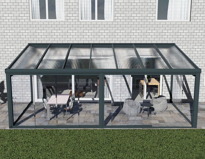 Kalt-Wintergarten Excellent Anthrazit RAL 7016 mit Stegplatte Klar Polycarbonat 16mm in Breite 7060 x Tiefe 4000 - Bild 3