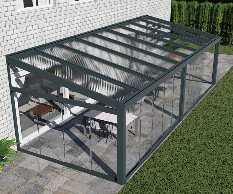 Kalt-Wintergarten Excellent Anthrazit RAL 7016 mit Stegplatte Klar Polycarbonat 16mm in Breite 9060 x Tiefe 4000 - Bild 2