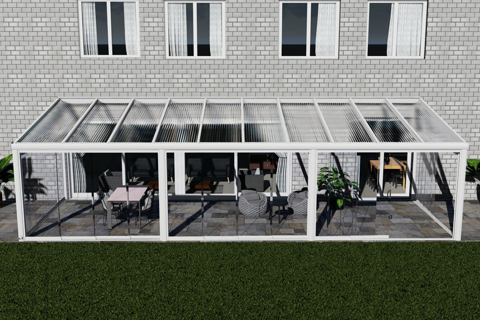 Kalt-Wintergarten Excellent Weiß RAL 9016 mit Stegplatte Klar Polycarbonat 16mm in Breite 10060 x Tiefe 2500 - Bild 3