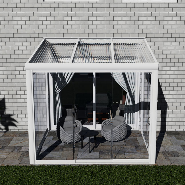 Kalt-Wintergarten Excellent Weiß RAL 9016 mit Stegplatte Klar Polycarbonat 16mm in Breite 3060 x Tiefe 3500 - Bild 3