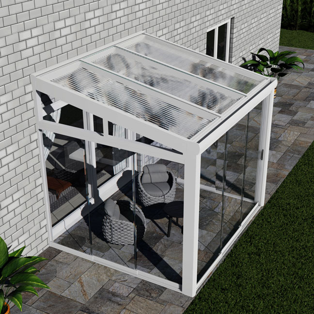 Kalt-Wintergarten Excellent Weiß RAL 9016 mit Stegplatte Klar Polycarbonat 16mm in Breite 3060 x Tiefe 3500 - Bild 2