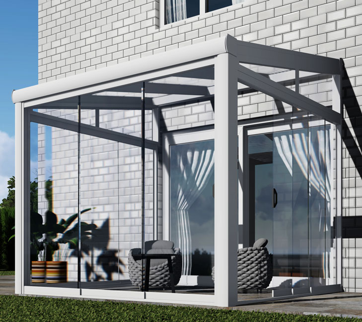 Kalt-Wintergarten Excellent Weiß RAL 9016 mit Stegplatte Klar Polycarbonat 16mm in Breite 3060 x Tiefe 3500