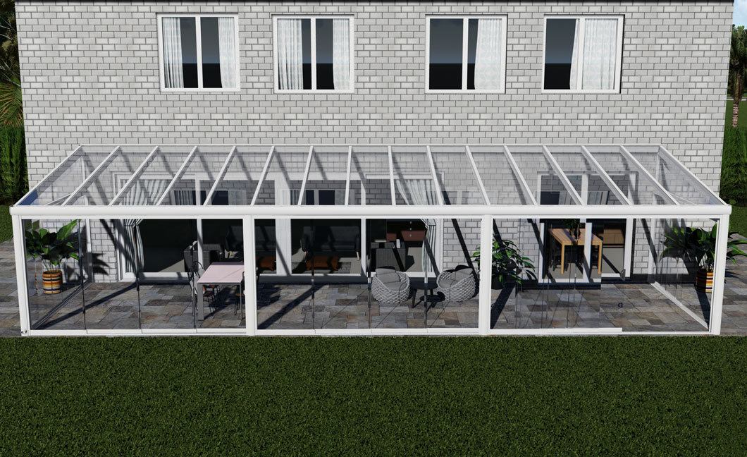 Kalt-Wintergarten Excellent Weiß RAL 9016 mit VSG Klar Glas 8mm in Breite 12060 x Tiefe 3500 - Bild 3