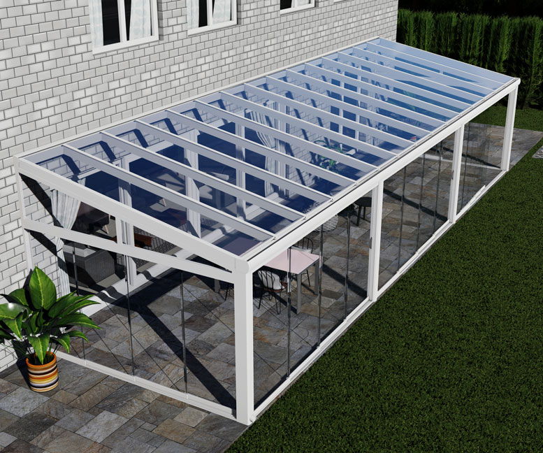 Kalt-Wintergarten Excellent Weiß RAL 9016 mit VSG Klar Glas 8mm in Breite 12060 x Tiefe 3500 - Bild 2