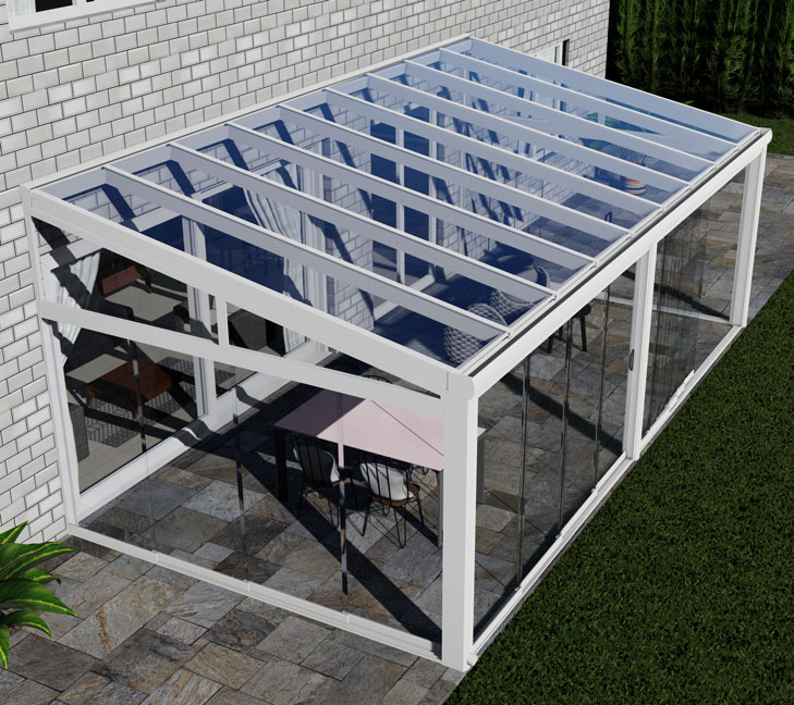 UG-Alu → Kalt-Wintergarten Excellent Weiß RAL 9016 mit VSG Klar Glas ...