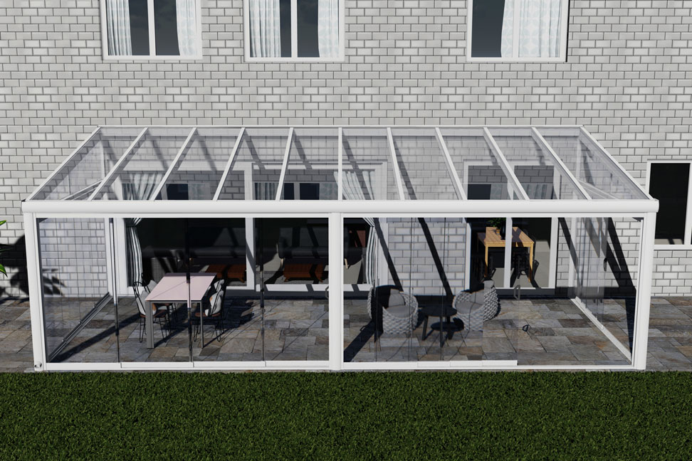 Kalt-Wintergarten Excellent Weiß RAL 9016 mit VSG Klar Glas 8mm in Breite 8060 x Tiefe 3500 - Bild 3